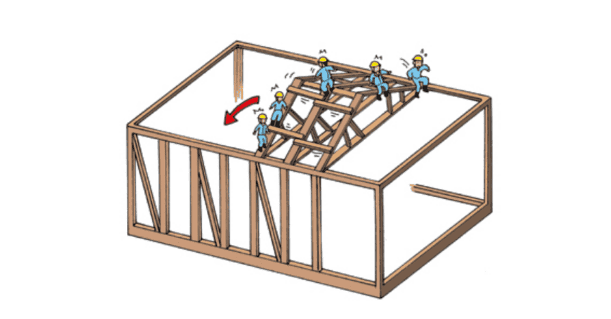 小屋組据付時の倒壊事故